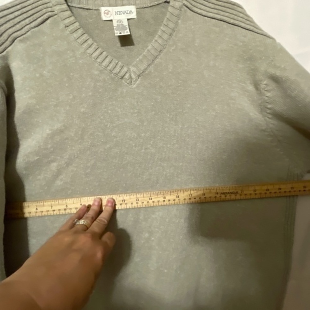 Nevada Vintage Mens V-Neck Long Sleeve Sweater Academia Beige 90s Size 2XL - Picture 4 of 9